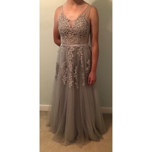 Brand new bluish-gray prom/formal dress